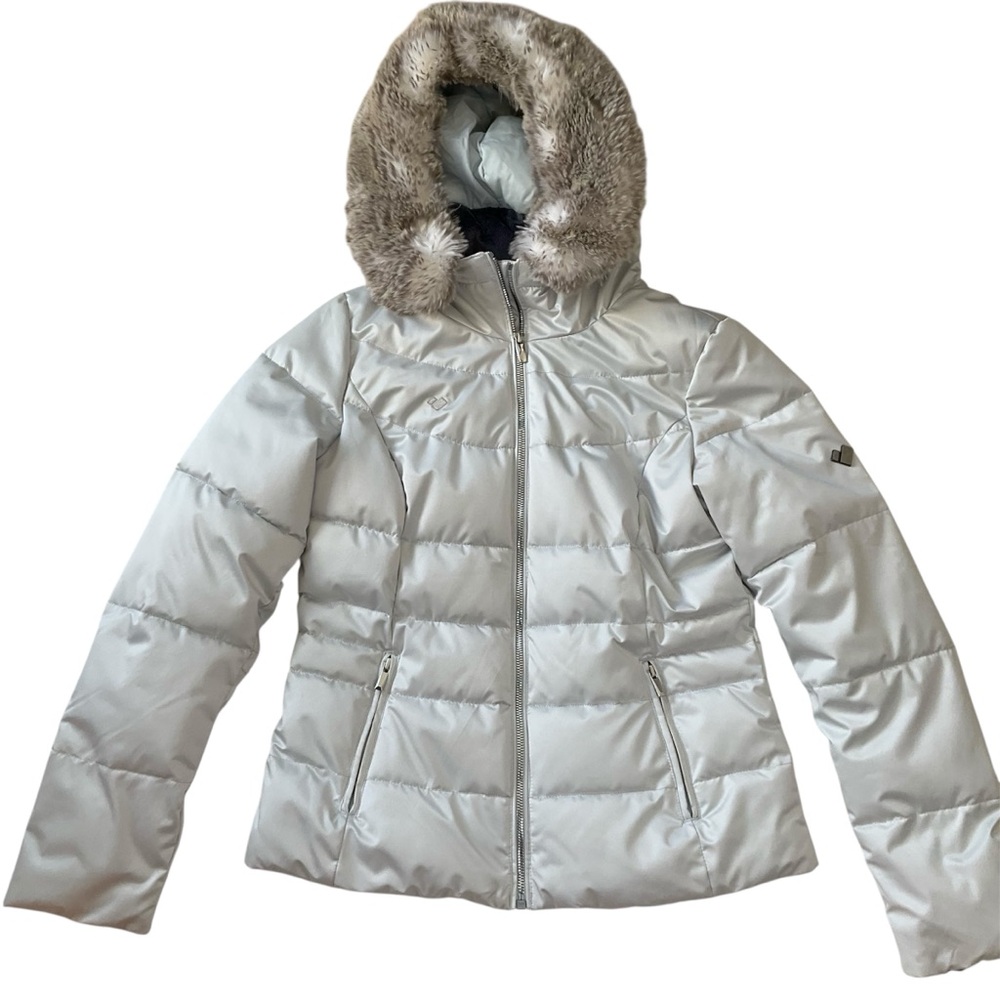 Obermeyer White Ski & Snow Jacket with Fur Hood